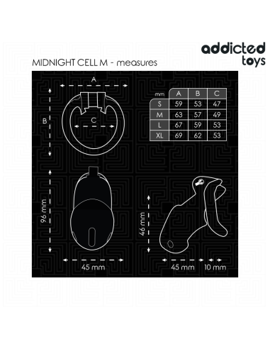 ADDICTED TOYS LOCKED MINDNIGHT CELL JAULA PARA PENE 42 CM TALLA M