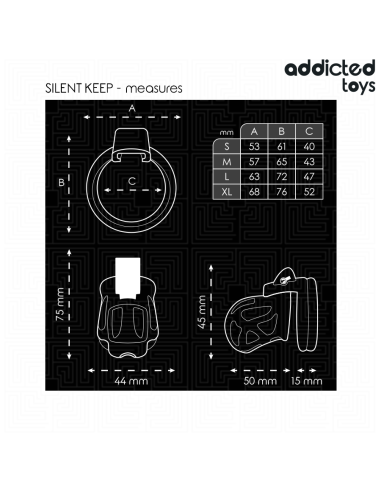 ADDICTED TOYS LOCKED SILENT KEEP JAULA PARA PENE 75 CM