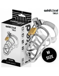 ADDICTED TOYS LOCKED SILVER LOCK JAULA PARA PENE DE METAL TALLA M