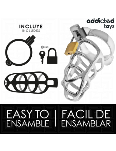 ADDICTED TOYS LOCKED SILVER LOCK JAULA PARA PENE DE METAL TALLA M