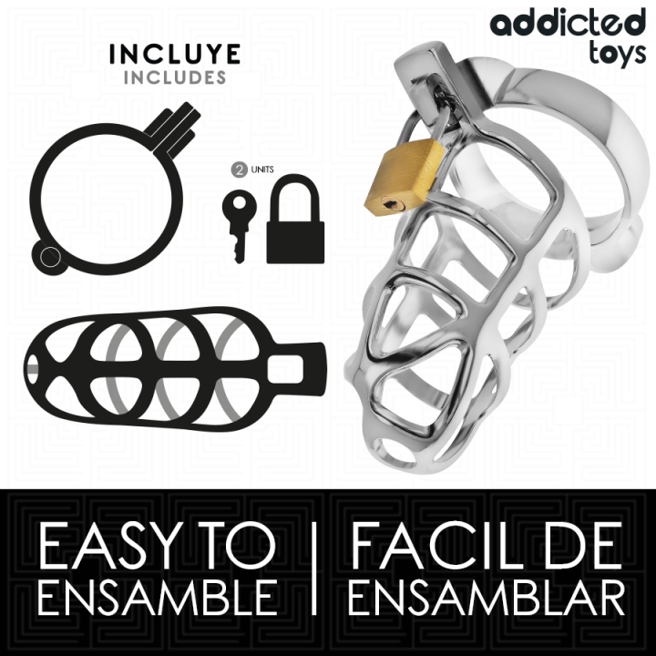 ADDICTED TOYS LOCKED SILVER LOCK JAULA PARA PENE DE METAL TALLA M