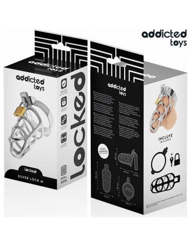 ADDICTED TOYS LOCKED SILVER LOCK JAULA PARA PENE DE METAL TALLA M