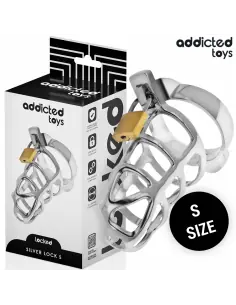 ADDICTED TOYS LOCKED SILVER LOCK JAULA PARA PENE DE METAL TALLA S