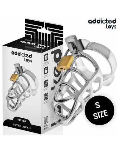 ADDICTED TOYS LOCKED SILVER LOCK JAULA PARA PENE DE METAL TALLA S