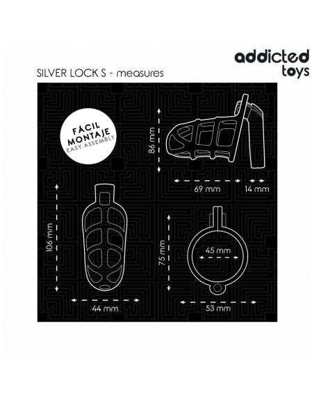 ADDICTED TOYS LOCKED SILVER LOCK JAULA PARA PENE DE METAL TALLA S ADDICTED TOYS LOCKED SILVER LOCK JAULA PARA PENE DE METAL TALLA S