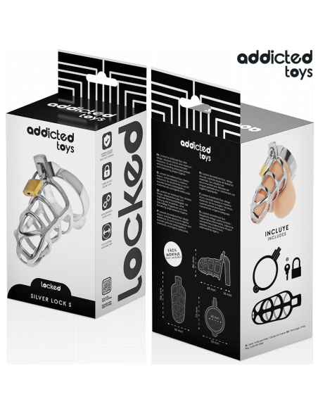 ADDICTED TOYS LOCKED SILVER LOCK JAULA PARA PENE DE METAL TALLA S ADDICTED TOYS LOCKED SILVER LOCK JAULA PARA PENE DE METAL TALLA S