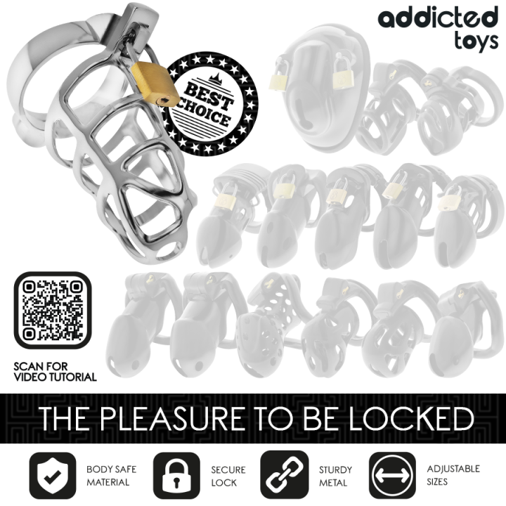 ADDICTED TOYS LOCKED SILVER LOCK JAULA PARA PENE DE METAL TALLA S