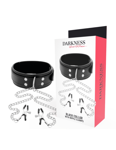 DARKNESS COLLAR CON PINZAS PARA PEZONES NEGRO DARKNESS COLLAR CON PINZAS PARA PEZONES NEGRO