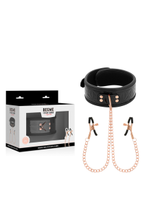 BEGME BLACK EDITION COLLAR CON CADENAS Y PINZAS PEZONES CON FORRO DE NEOPRENO 2