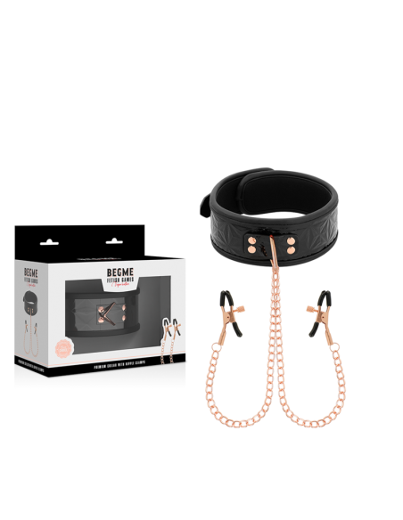 BEGME BLACK EDITION COLLAR CON CADENAS Y PINZAS PEZONES CON FORRO DE NEOPRENO BEGME BLACK EDITION COLLAR CON CADENAS Y PINZAS PEZONES CON FORRO DE NEOPRENO