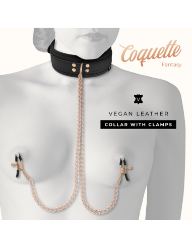 COQUETTE CHIC DESIRE FANTASY COLLAR CON PINZAS PEZONES CON FORRO DE NEOPRENO
