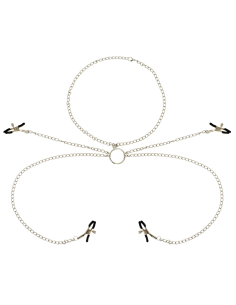OHMAMA FETISH 4 PINZAS PEZONES CON COLLAR DE CADENAS