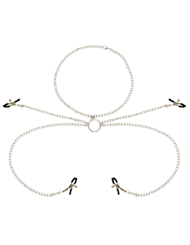 OHMAMA FETISH 4 PINZAS PEZONES CON COLLAR DE CADENAS