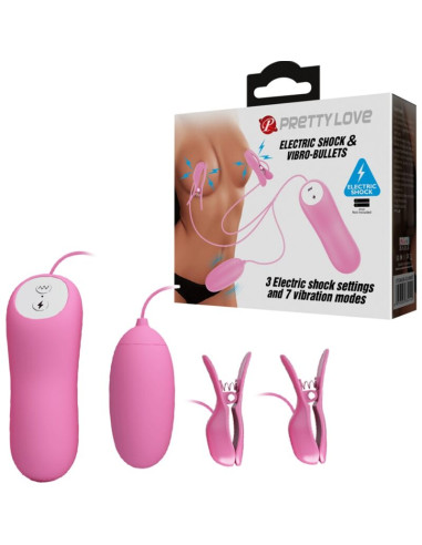 PRETTY LOVE PINZAS CON VIBRACION Y ELETROSHOCK ROSA