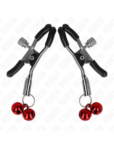 KINK PINZAS PARA PEZONES CON DOBLE CAMPANILLA ROJO 6 CM KINK PINZAS PARA PEZONES CON DOBLE CAMPANILLA ROJO 6 CM