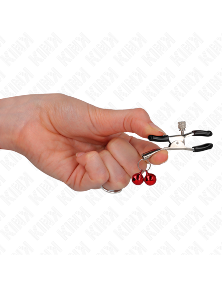 KINK PINZAS PARA PEZONES CON DOBLE CAMPANILLA ROJO 6 CM KINK PINZAS PARA PEZONES CON DOBLE CAMPANILLA ROJO 6 CM