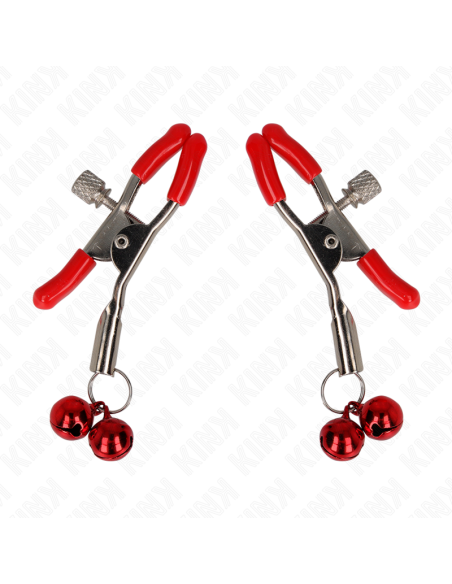 KINK PINZAS PARA PEZONES ROJAS CON DOBLE CAMPANILLA ROJO 6 CM KINK PINZAS PARA PEZONES ROJAS CON DOBLE CAMPANILLA ROJO 6 CM