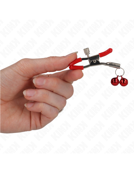 KINK PINZAS PARA PEZONES ROJAS CON DOBLE CAMPANILLA ROJO 6 CM KINK PINZAS PARA PEZONES ROJAS CON DOBLE CAMPANILLA ROJO 6 CM