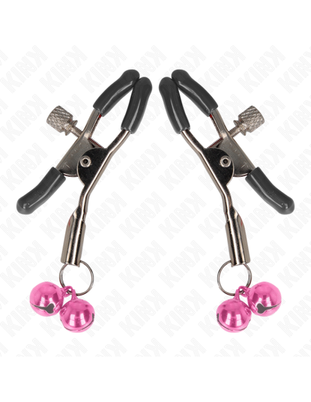 KINK PINZAS PARA PEZONES CON DOBLE CAMPANILLA ROSA 6 CM KINK PINZAS PARA PEZONES CON DOBLE CAMPANILLA ROSA 6 CM