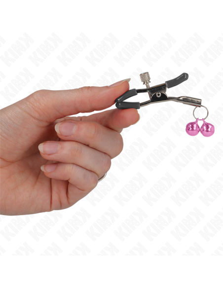 KINK PINZAS PARA PEZONES CON DOBLE CAMPANILLA ROSA 6 CM KINK PINZAS PARA PEZONES CON DOBLE CAMPANILLA ROSA 6 CM