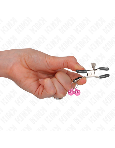 KINK PINZAS PARA PEZONES CON DOBLE CAMPANILLA ROSA 6 CM KINK PINZAS PARA PEZONES CON DOBLE CAMPANILLA ROSA 6 CM