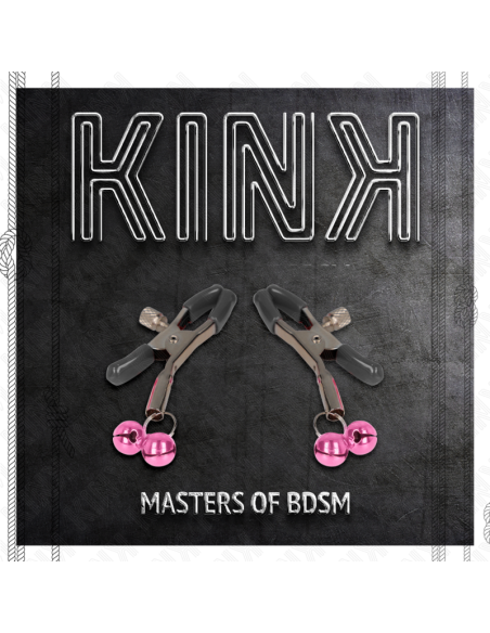 KINK PINZAS PARA PEZONES CON DOBLE CAMPANILLA ROSA 6 CM KINK PINZAS PARA PEZONES CON DOBLE CAMPANILLA ROSA 6 CM