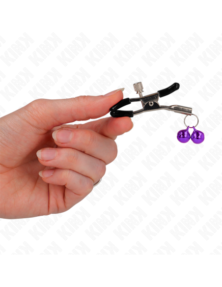 KINK PINZAS PARA PEZONES CON DOBLE CAMPANILLA VIOLETA 6 CM