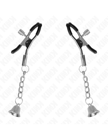 KINK PINZAS PARA PEZONES CON COLGANTE DE CAMPANA PLATEADO 6 CM