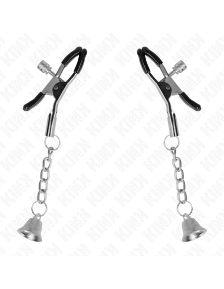 KINK PINZAS PARA PEZONES CON COLGANTE DE CAMPANA PLATEADO 6 CM