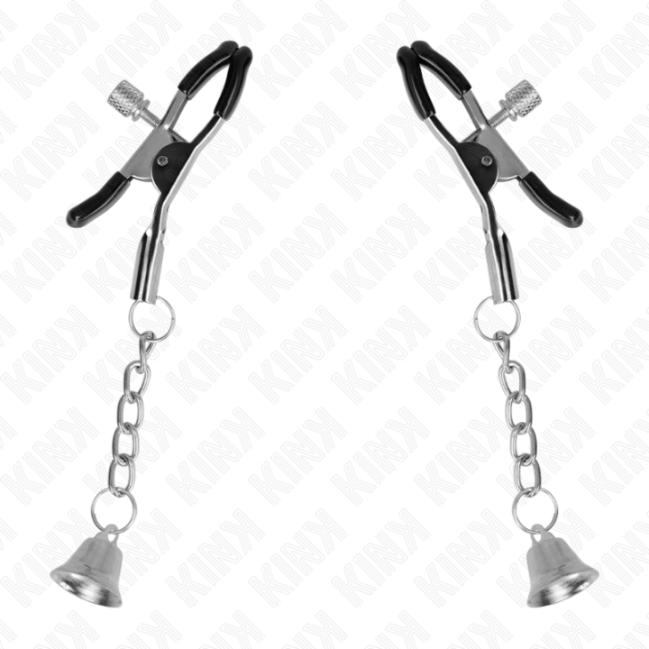KINK PINZAS PARA PEZONES CON COLGANTE DE CAMPANA PLATEADO 6 CM