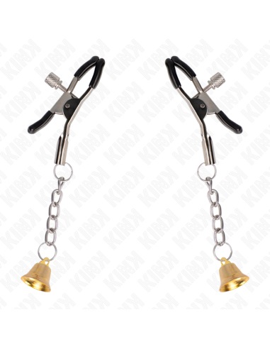 KINK PINZAS PARA PEZONES CON COLGANTE DE CAMPANA DORADO 6 CM