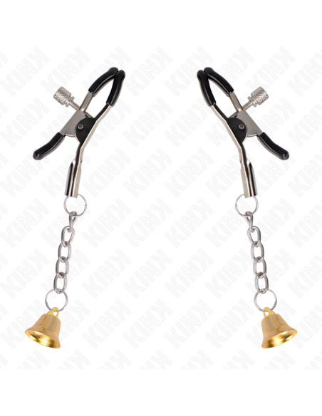 KINK PINZAS PARA PEZONES CON COLGANTE DE CAMPANA DORADO 6 CM KINK PINZAS PARA PEZONES CON COLGANTE DE CAMPANA DORADO 6 CM