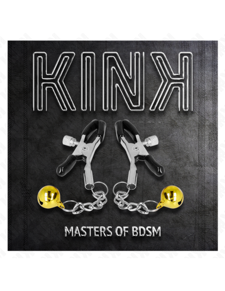 KINK PINZAS PARA PEZONES CON COLGANTE DE CASCABEL DORADO 6 CM KINK PINZAS PARA PEZONES CON COLGANTE DE CASCABEL DORADO 6 CM