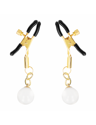 KINK PINZAS PARA PEZONES DORADAS CON COLGANTE DE VIDRIO 6 CM