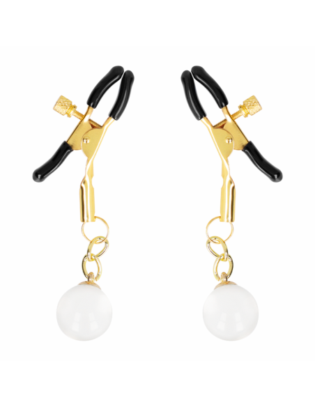 KINK PINZAS PARA PEZONES DORADAS CON COLGANTE DE VIDRIO 6 CM KINK PINZAS PARA PEZONES DORADAS CON COLGANTE DE VIDRIO 6 CM