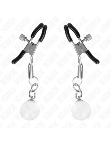 KINK PINZAS PARA PEZONES PLATEADAS CON COLGANTE DE VIDRIO 6 CM
