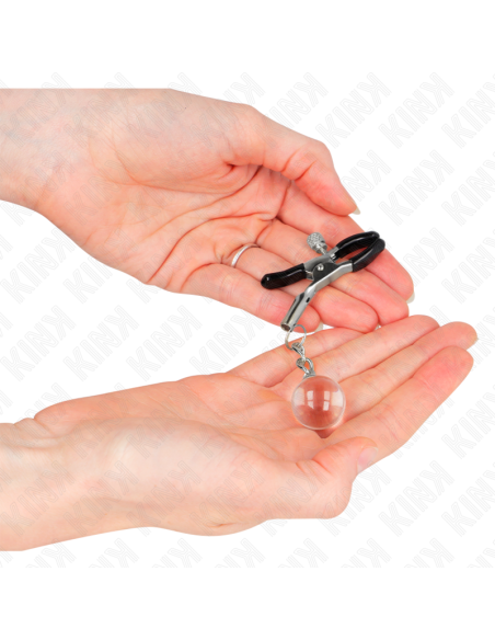 KINK PINZAS PARA PEZONES PLATEADAS CON COLGANTE DE VIDRIO 6 CM KINK PINZAS PARA PEZONES PLATEADAS CON COLGANTE DE VIDRIO 6 CM