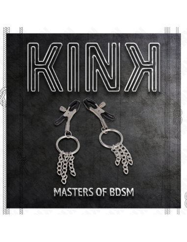 KINK PINZAS PARA PEZONES CON ARO Y PEQUENAS CADENAS PLATEADO 6 CM