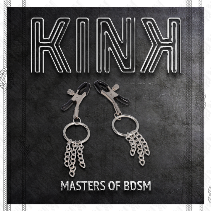 KINK PINZAS PARA PEZONES CON ARO Y PEQUENAS CADENAS PLATEADO 6 CM