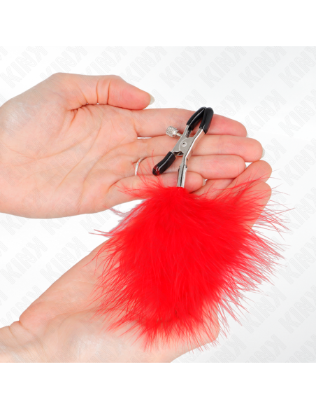 KINK PINZAS PARA PEZONES CON PLUMA ROJO 7 CM KINK PINZAS PARA PEZONES CON PLUMA ROJO 7 CM