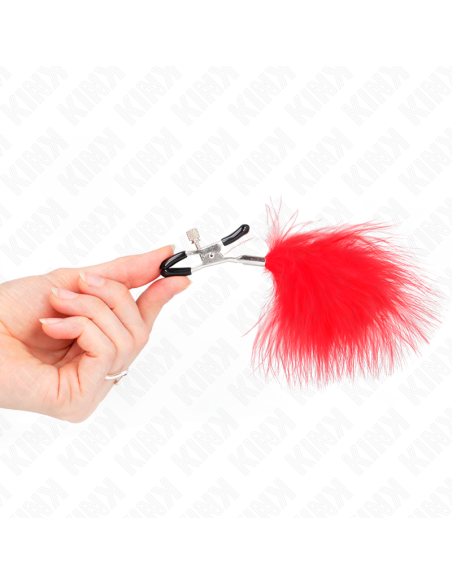 KINK PINZAS PARA PEZONES CON PLUMA ROJO 7 CM KINK PINZAS PARA PEZONES CON PLUMA ROJO 7 CM
