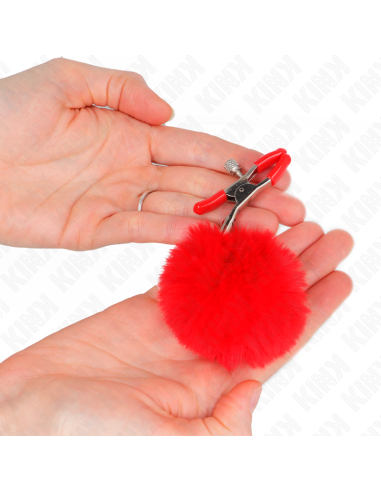 KINK PINZAS PARA PEZONES CON POMPON ROJO 6 CM