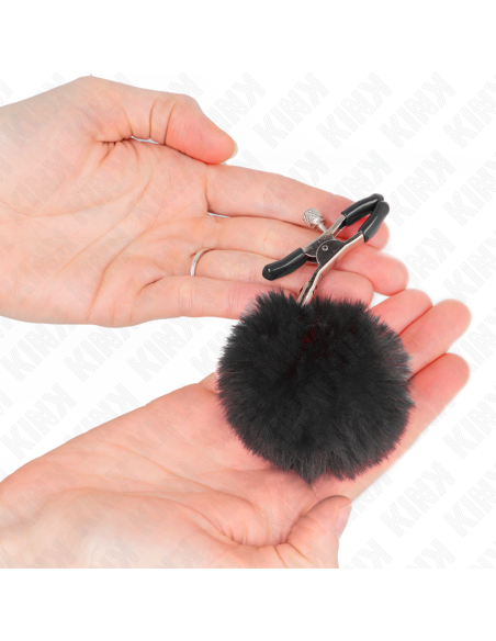 KINK PINZAS PARA PEZONES CON POMPON NEGRO 6 CM KINK PINZAS PARA PEZONES CON POMPON NEGRO 6 CM