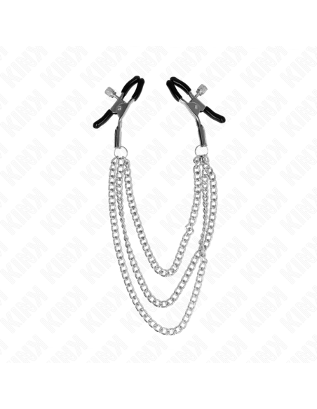 KINK PINZAS PARA PEZONES CON TRIPLE CADENA PLATEADO 20 23 28 CM KINK PINZAS PARA PEZONES CON TRIPLE CADENA PLATEADO 20 23 28 CM