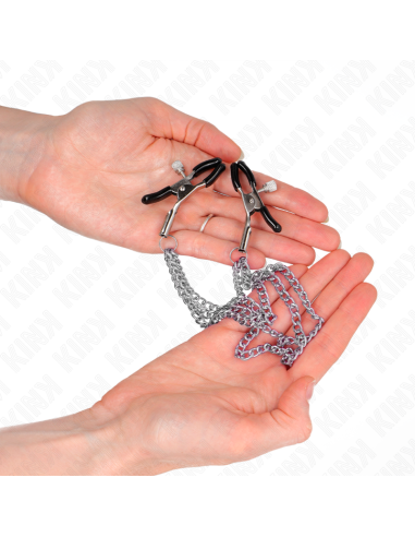 KINK PINZAS PARA PEZONES CON TRIPLE CADENA PLATEADO 20 23 28 CM