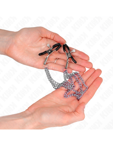 KINK PINZAS PARA PEZONES CON TRIPLE CADENA PLATEADO 20 23 28 CM KINK PINZAS PARA PEZONES CON TRIPLE CADENA PLATEADO 20 23 28 CM