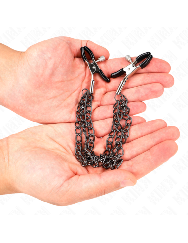 KINK PINZAS PARA PEZONES CON TRIPLE CADENA NEGRO 20 23 28 CM