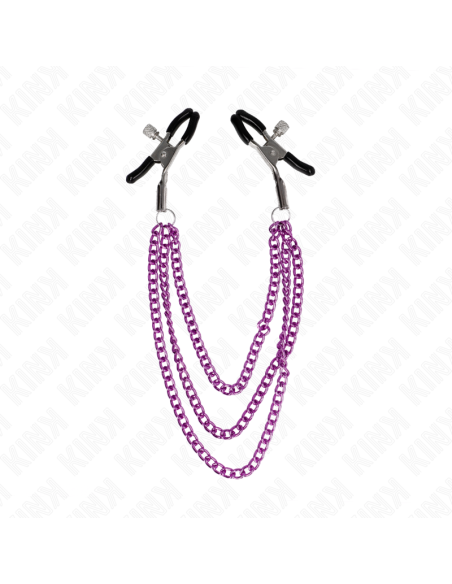 KINK PINZAS PARA PEZONES CON TRIPLE CADENA VIOLETA 20 23 28 CM KINK PINZAS PARA PEZONES CON TRIPLE CADENA VIOLETA 20 23 28 CM