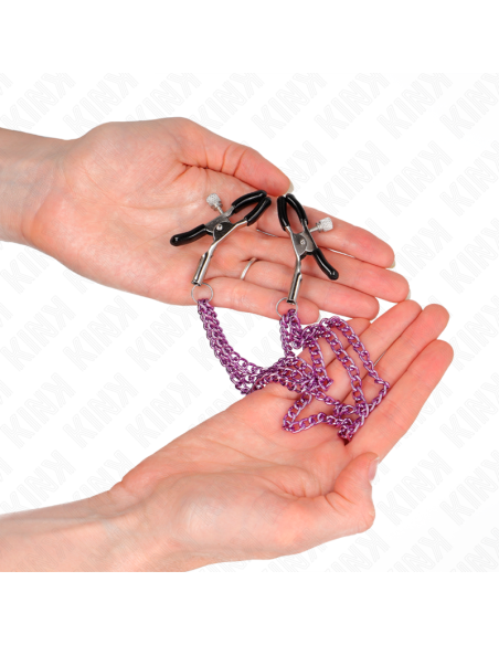 KINK PINZAS PARA PEZONES CON TRIPLE CADENA VIOLETA 20 23 28 CM KINK PINZAS PARA PEZONES CON TRIPLE CADENA VIOLETA 20 23 28 CM