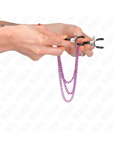 KINK PINZAS PARA PEZONES CON TRIPLE CADENA VIOLETA 20 23 28 CM
